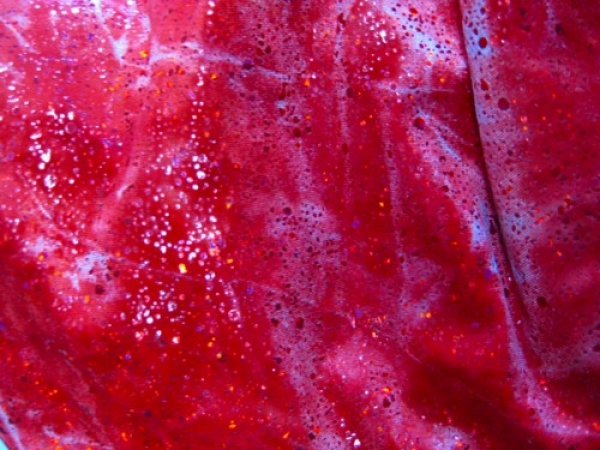 147 Stretch Samt rot mit Glitzerpunkten Rest